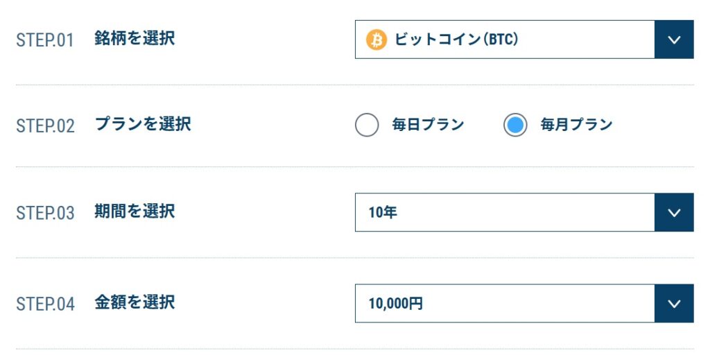 ビットコイン（BTC）10年積立シミュレーション１